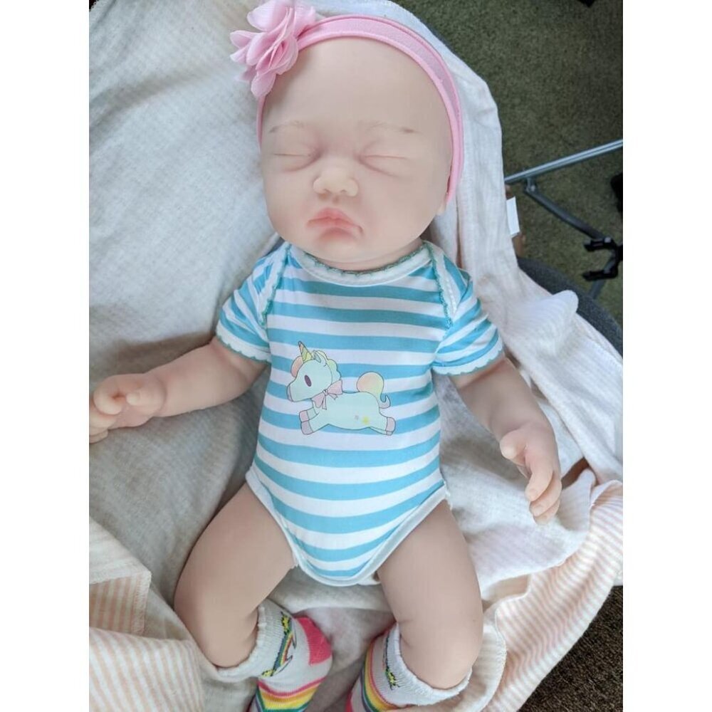 🆕18Inch Realistic Full Body Silicone Closed Eyes and Mouth Newborn Baby Girl